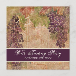 Wine Tasting Party Invitation Aged Grape Vineyard