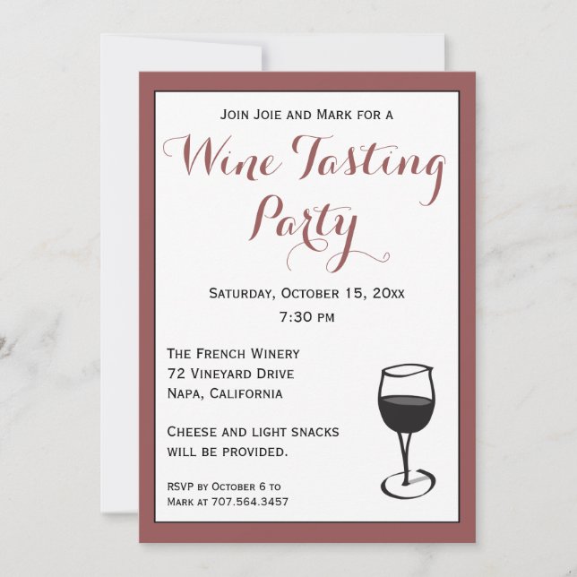 Wine Tasting Party Invitation Template (Front)