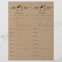 Wine Tasting Rating Scorecard on Faux Kraft Letter