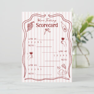 Wine Tasting Score Card Hand Drawn Rating Sheet