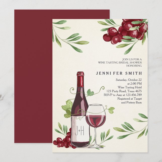 Wine Tasting Shower Invitation Winery Country Barn (Front/Back)