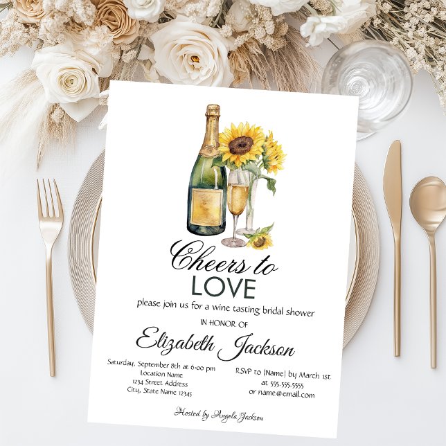 Wine Tasting Sunflowers Bridal Shower Invitation (Creator Uploaded)