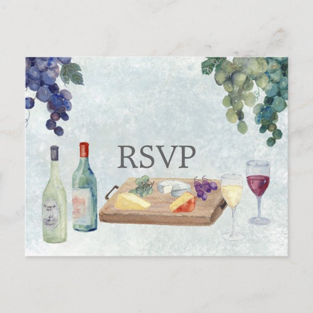 Wine Tasting Wedding RSVP Postcard (Front)