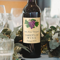 Wine Template Elegant Vintage Purple Grapes Custom