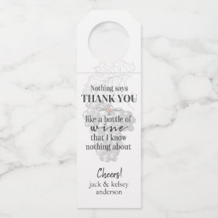 Wine Thank You   Grapes   Bottle Tag