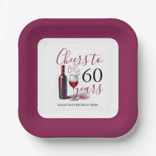 Wine Theme 60th Birthday Paper Plates