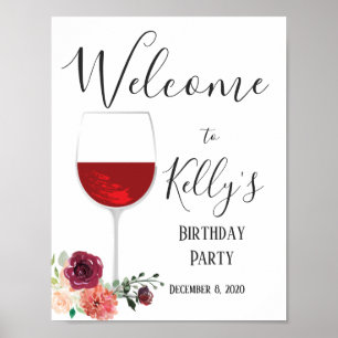 Wine theme, adult party, welcome sign