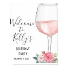 Wine theme, adult party, welcome sign