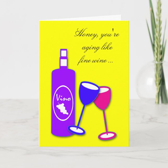 Wine Theme  Birthday Wishes Greeting Card (Front)