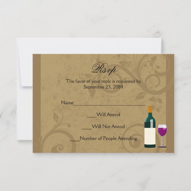 Wine Theme Matching RSVP Reply Cards (Front)