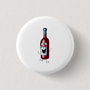Wine theme, red wine, bottle of wine 1 inch round button