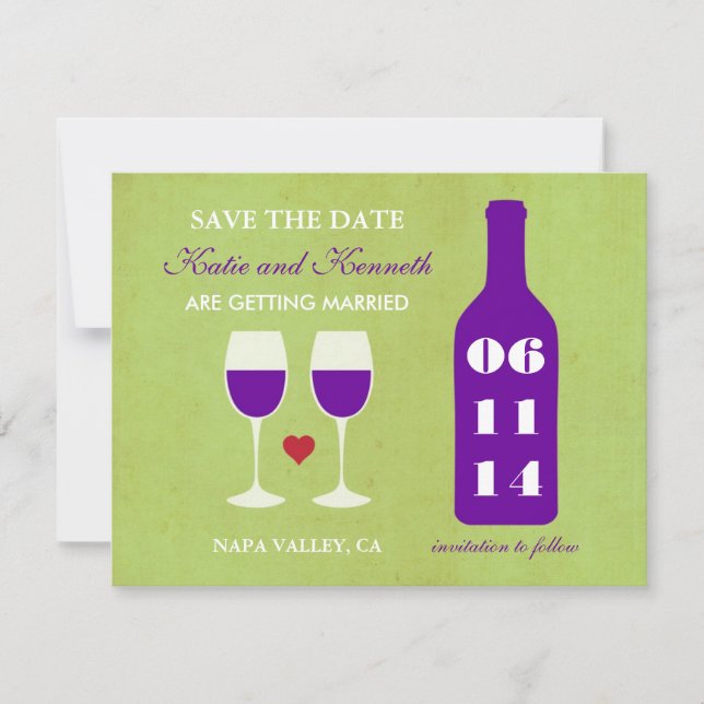 Wine Theme Save the Date Card (Front)