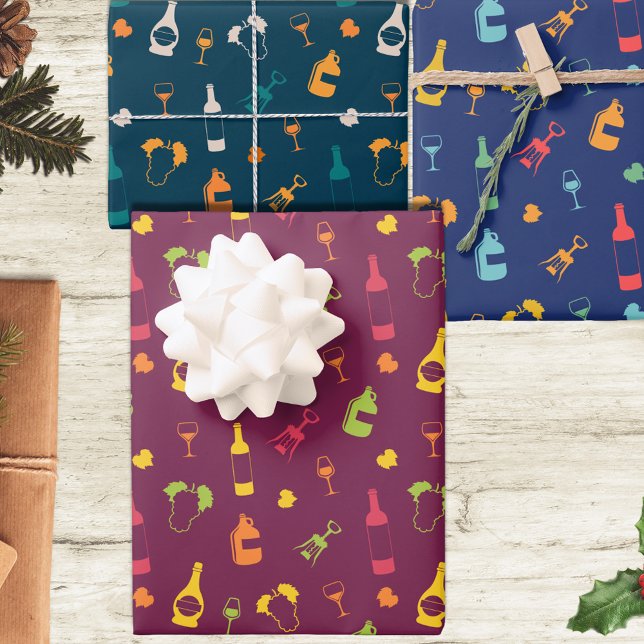Wine Themed Patterns Wrapping Paper Sheet (Creator Uploaded)
