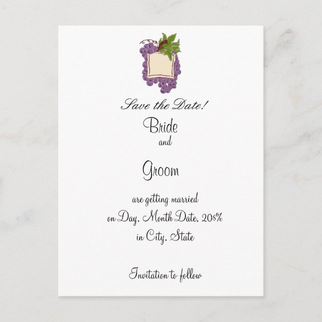 Wine Themed Save the Date Announcement Postcard (Front)