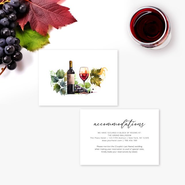 Wine Themed Watercolor Wedding Accommodations Card (Creator Uploaded)