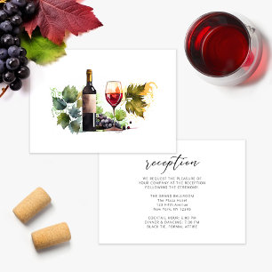 Wine Themed Watercolor Wedding Reception Card