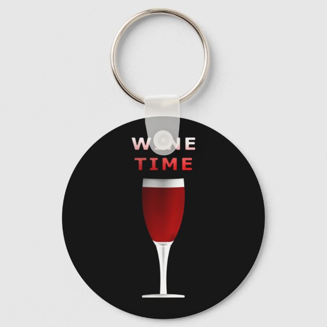 Wine Time Round Button Keychain (Front)