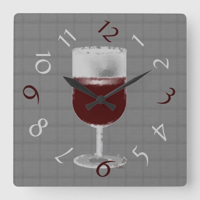 Wine Time Square Wall Clock (Front)
