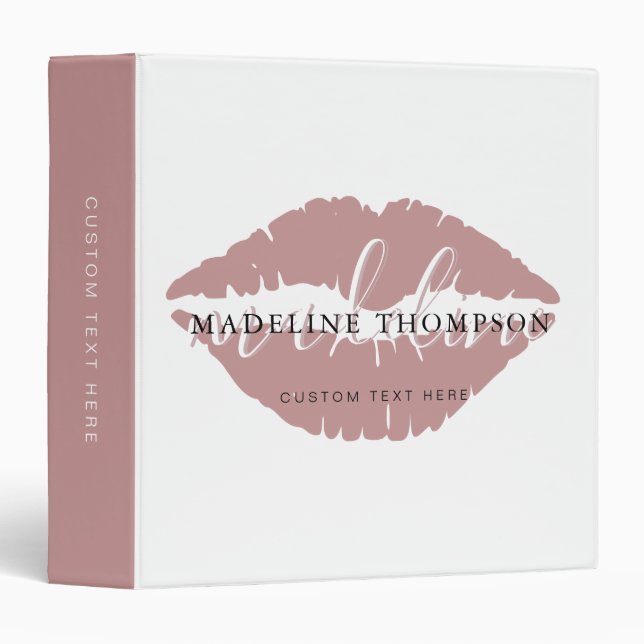 Wine Tinted Lips Calligraphy Script QR code Binder (Front/Spine)