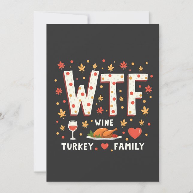 WIne Turkey Family Funny Thanksgiving  Holiday Card (Front)