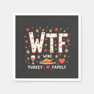 WIne Turkey Family Funny Thanksgiving  Napkin