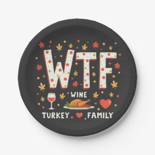 WIne Turkey Family Funny Thanksgiving  Paper Plate