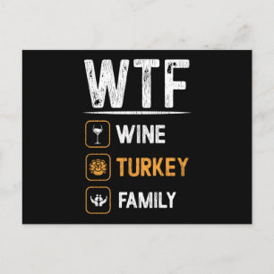 Wine Turkey Thanksgiving Family Mom Matching Wine Postcard