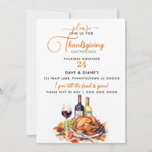 Wine & Turkey Thanksgiving Gathering Invitation