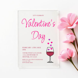 Wine Valentine's Day Party Acrylic Invitations