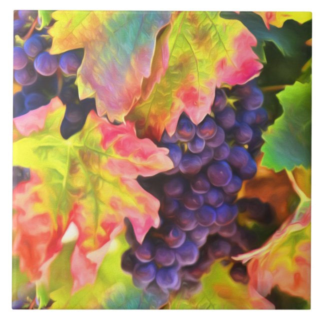 Wine Vineyard Autumn Colours Art Tile (Front)