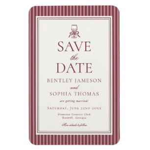 Wine Vineyard Club Old Money Striped Save the Date Magnet