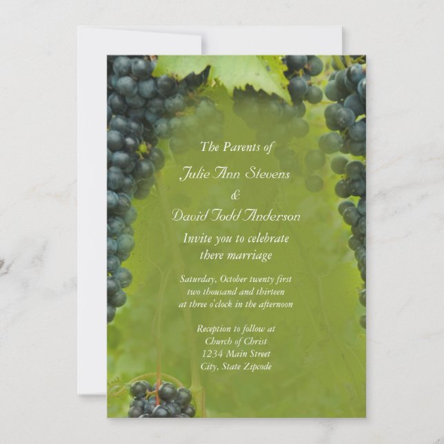 Wine Vineyard Theme Wedding Invitation (Front)