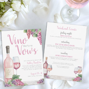 Wine Vino Before Vows Bachelorette Party Invitation