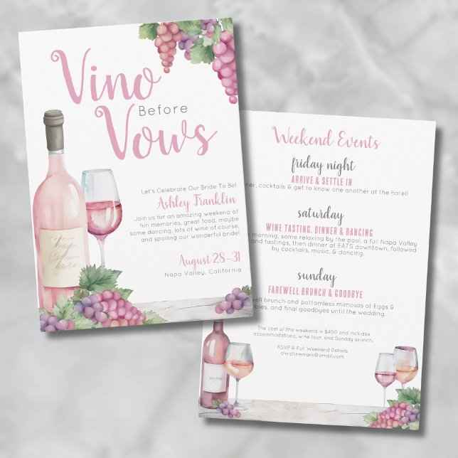 Wine Vino Before Vows Bachelorette Party Invitation (Vino Before Vows Bachelorette Party Invitation)