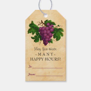 Wine Vintage Grapes Gift Favour Personalized Bottl Tags