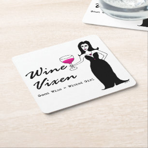 Wine Vixen "Good Wine = Wicked Girl" Square Paper Coaster
