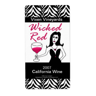 Wine Vixen Wicked Red Custom Faux Wine Labels