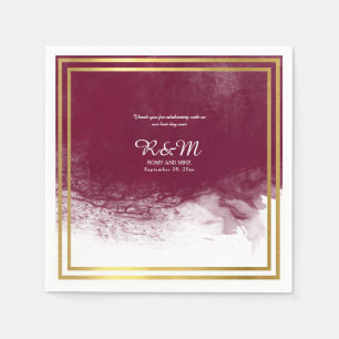 Wine watercolor on white personalized wedding napkin