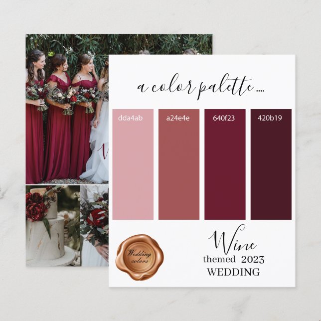 Wine Wedding colours Palette Card 2023 (Front/Back)