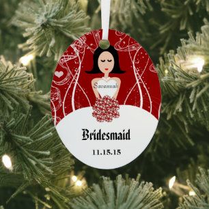 Wine Wedding Gown Bridesmaid Christmas Ornament