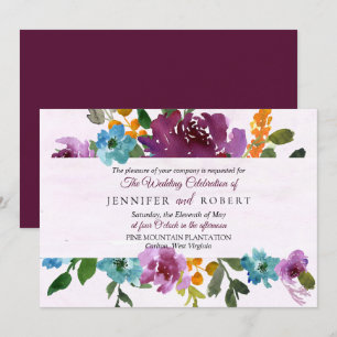 Wine Wedding Invitation Horizontal Radiance Bridal