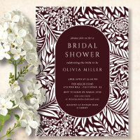 Wine & White Leaf Floral Bridal Shower Invitation