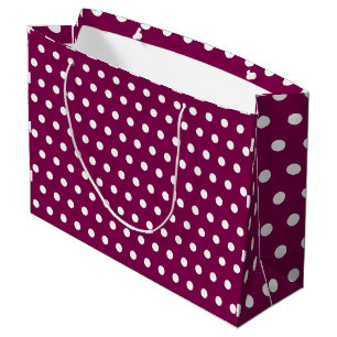 WINE WHITE POLKA DOT CUSTOMIZED STYLISH LARGE GIFT BAG