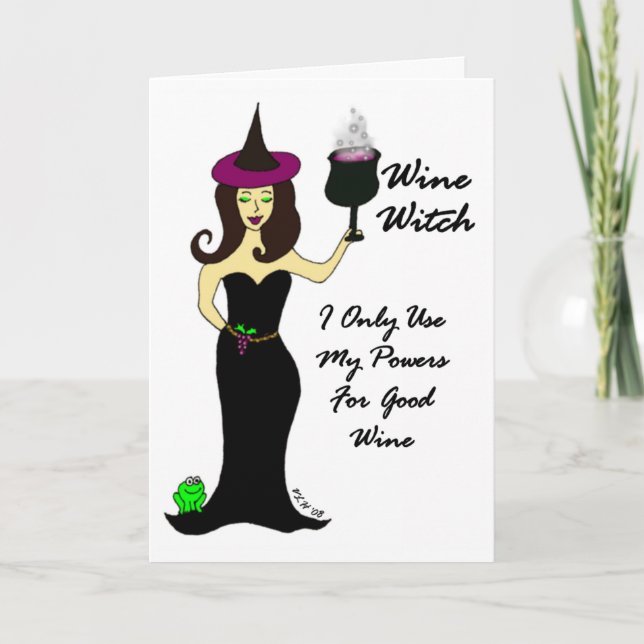 Wine Witch Halloween Card (Front)