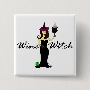 Wine Witch Square 2 Inch Square Button