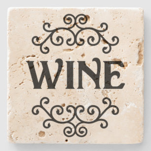Wine with Scroll - Stone Coaster