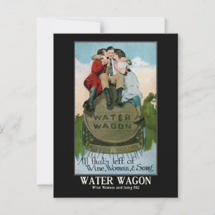Wine Women Song 1910s Comic Vintage Inspired Postcard