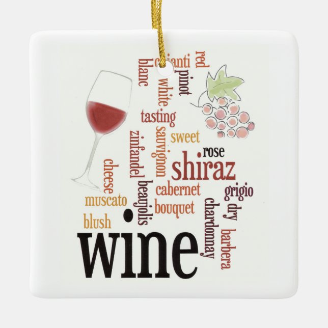 Wine Word Cloud Design Ornament (Front)