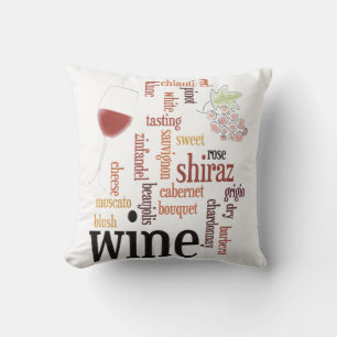 Wine Word Cloud Throw Pillow