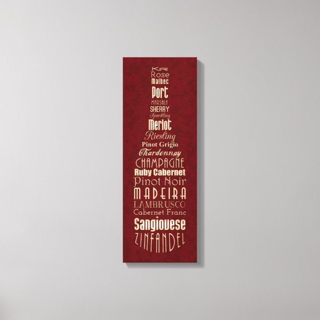 Wine Words Bottle Canvas Print (Front)